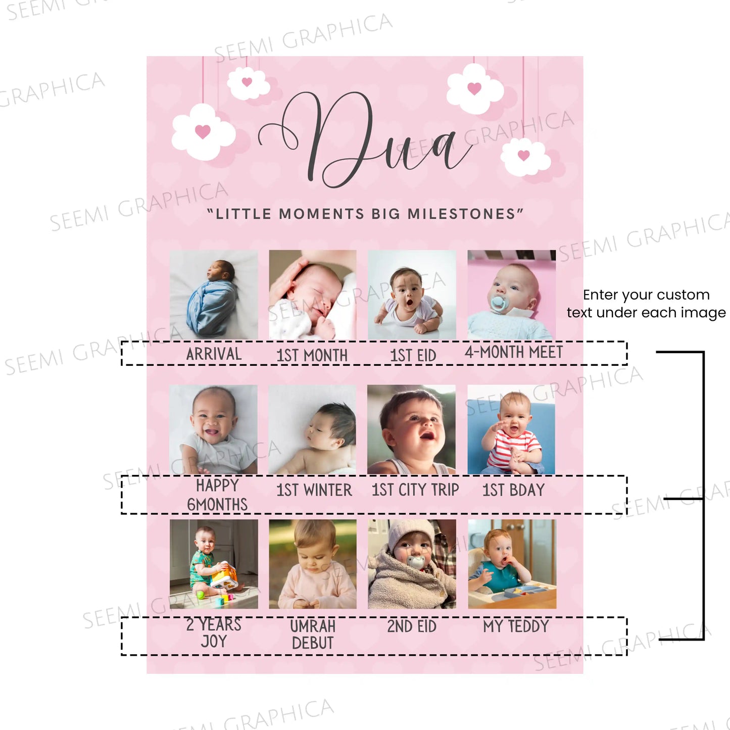 Baby Girl 12 Months Milestone Photo Frame
