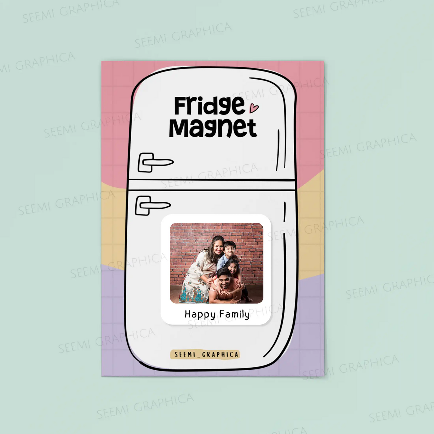 Round Polaroid Photo And Text Fridge Magnet