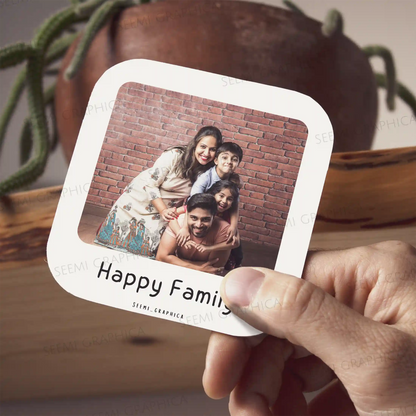 Round Polaroid Photo And Text Fridge Magnet