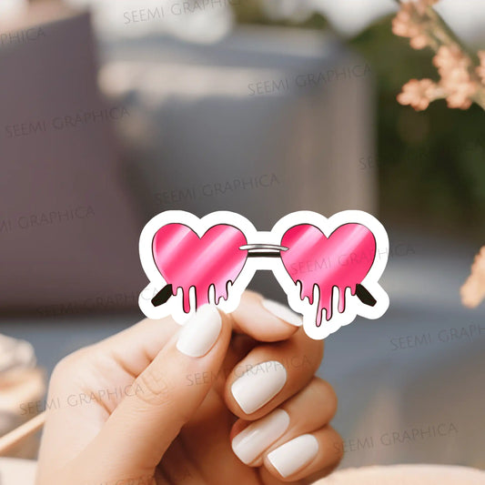 Dripping Heart Glasses - Sticker