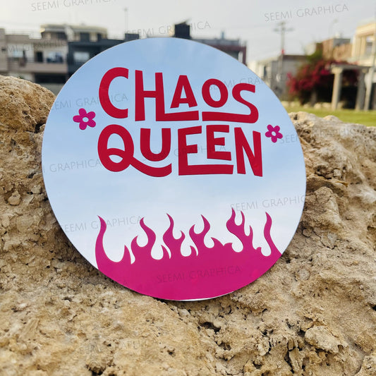 Chaos Queen-Large Round Mirror