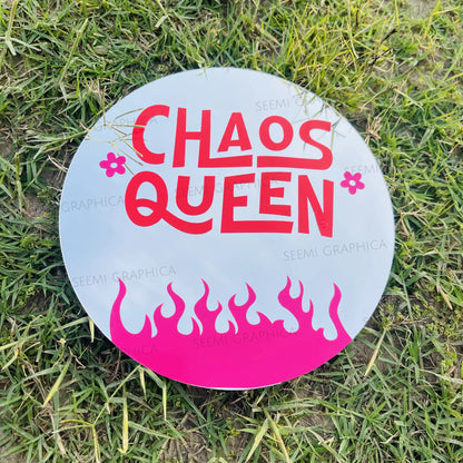 Chaos Queen-Large Round Mirror