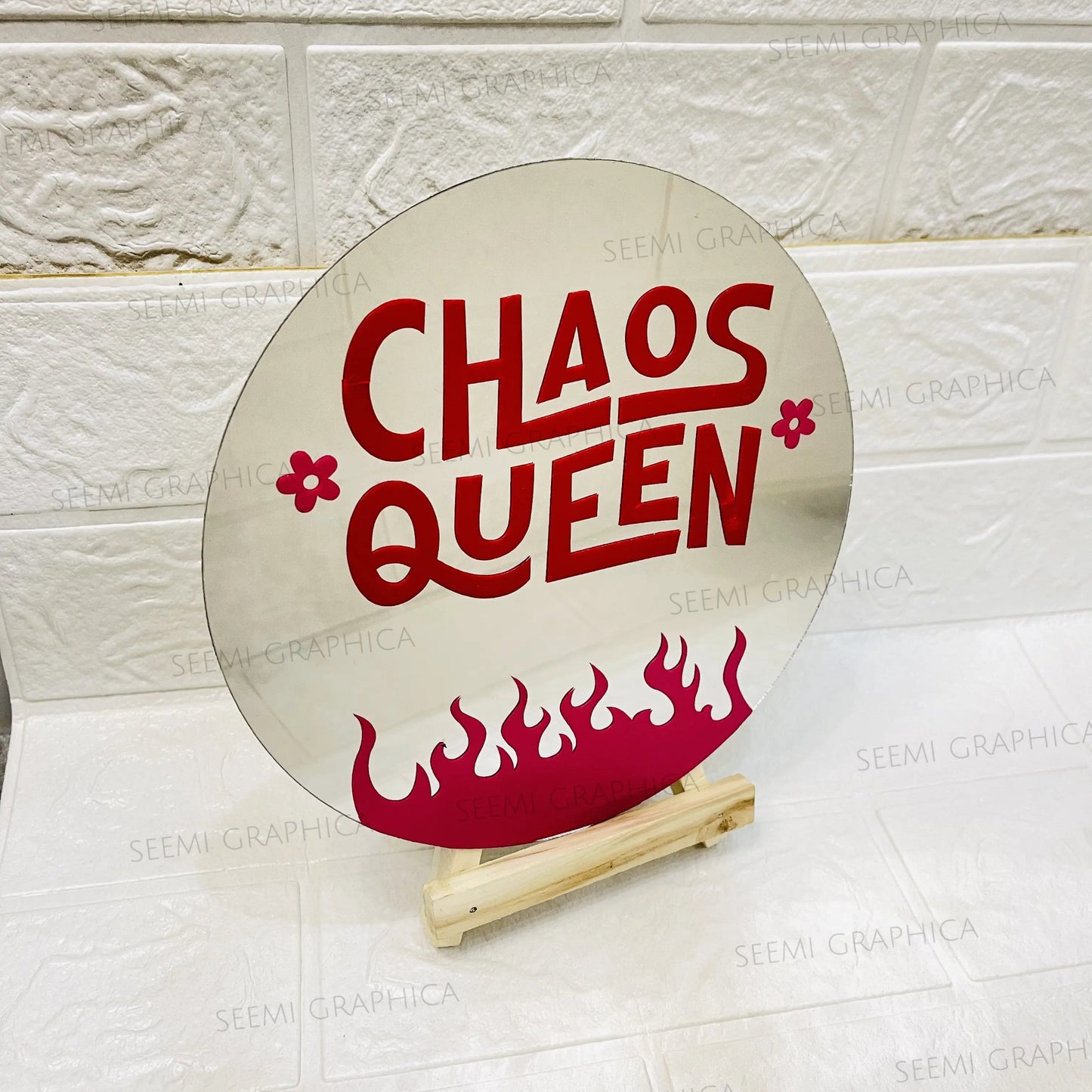 Chaos Queen-Large Round Mirror